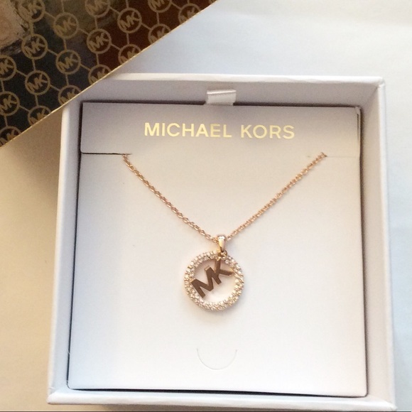 Michael Kors Rose Gold Logo Necklace NIB - Picture 1 of 7